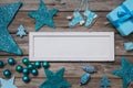 Merry christmas card in white and turquoise colores.