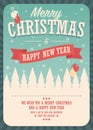 Merry Christmas card on winter background, poster design