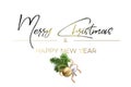 Merry Christmas card with wreath and balls Royalty Free Stock Photo