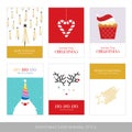 Merry Christmas cards set with hand drawn elements. Royalty Free Stock Photo