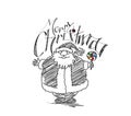 Merry Christmas! Cartoon Style Hand Sketchy drawing of a funny S Royalty Free Stock Photo