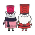 Merry christmas celebration nutcracker soldier and bear with sweater