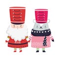 Merry christmas celebration nutcracker soldier and bear with sweater