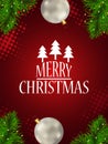 Merry christmas celebration poster with creative party ball and grass