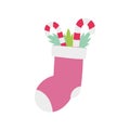 Merry christmas celebration sock and candy stickes peppermint