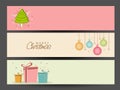 Merry Christmas celebration website header or banner set. Royalty Free Stock Photo