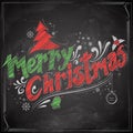 Merry Christmas chalk Lettering Design Set typography style greeting black board background