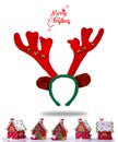 Merry Christmas. Christmas funny red reindeer mask with horns Royalty Free Stock Photo