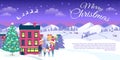 Merry Christmas on City and Blue Sky Background