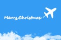 Merry christmas cloud shape on blue sky Royalty Free Stock Photo