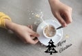 Merry christmas with coffee Royalty Free Stock Photo