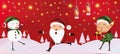 Merry Christmas. Collection of funny Cheerful snowman, little elves and Christmas Santa clause and magic garland