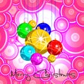 Merry Christmas. Christmas colored balls. Pop Art background