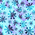 Christmas cute snowflakes seamless pattern with in naive baby style. Royalty Free Stock Photo