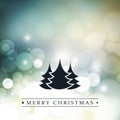 Merry Christmas - Colorful Modern Style Happy Holidays Greeting Card With Label And Tree Silhouette