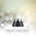 Merry Christmas - Colorful Modern Style Happy Holidays Greeting Card with Label and Tree Silhouette Royalty Free Stock Photo