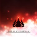 Merry Christmas - Colorful Modern Style Happy Holidays Greeting Card with Label and Tree Silhouette Royalty Free Stock Photo
