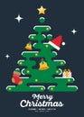 Merry Christmas concept decorative with geometric tree flat design style