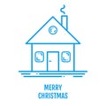 Merry Christmas concept with house and smoke in outline style.