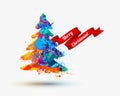 Merry Christmas congratulation card. Vector Watercolor illustration.