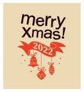 Merry Christmas 2022 congratulation design isolated. Vector flat illustration. Royalty Free Stock Photo