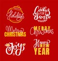 Merry Christmas Fest Greetings Calligraphic Print Royalty Free Stock Photo