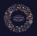 Merry Christmas copper deer decoration wreath Royalty Free Stock Photo