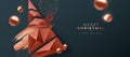 Merry Christmas copper low poly pine tree banner