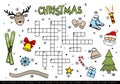 Merry Christmas crossword for kids. Children`s winter game