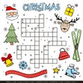 Merry Christmas crossword for kids. Children`s winter game