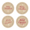 Merry Christmas Custom Kraft Brown Return Addresss Classic Round Sticker.