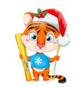 Merry Christmas. Cute cartoon character tiger