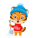 Merry Christmas. Cute cartoon character tiger