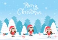 Merry Christmas Cute Cartoon Dwarf little fantasy, Santa Claus And Elves Characters. Tree or Gifts As An Additional Background Royalty Free Stock Photo