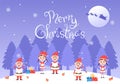 Merry Christmas Cute Cartoon Dwarf little fantasy, Santa Claus And Elves Characters. Tree or Gifts As An Additional Background Royalty Free Stock Photo