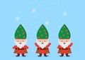 Merry Christmas Cute Cartoon Dwarf little fantasy, Santa Claus And Elves Characters. Tree or Gifts As An Additional Background Royalty Free Stock Photo