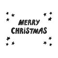 Merry Christmas. Cute hand drawn lettering in modern scandinavian style. Isolated on white background. Vector stock illustration Royalty Free Stock Photo