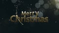 Merry Christmas 3d animated text light particles on black background. Christmas spirits and mood. 3D Illustration.