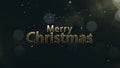 Merry Christmas 3d animated text light particles on black background. Christmas spirits and mood. 3D Illustration.