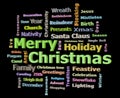 Merry Christmas 3D texts greetings word cloud facing left