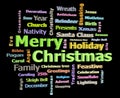 Merry Christmas 3D texts greetings word cloud facing right