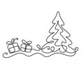 Christmas pine fir tree. Continuous one line drawing Royalty Free Stock Photo