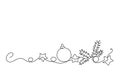 Merry Christmas decoration. Continuous one line drawing art Royalty Free Stock Photo