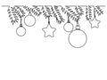 Merry Christmas decoration. Continuous one line drawing art. Royalty Free Stock Photo