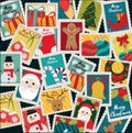 Merry christmas decoration festive season stamps icons