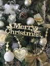 Merry Christmas Silver Pearl White Decor Sign Royalty Free Stock Photo