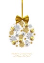 Merry Christmas decorative elements bauble snowflake bow, postcard, invitation, vector illustration Royalty Free Stock Photo