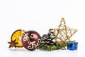 ISOLATED BEAUTYFUL CHRISTMAS DECOR ORNAMENTS ON WHITE BACKGROUND