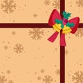 Merry christmas decorative gift bow and bells background Royalty Free Stock Photo