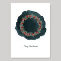 Merry Christmas decorative vintage greeting card, invitation. Holiday floral circle, frame. Winter wreath of hand drawn Royalty Free Stock Photo